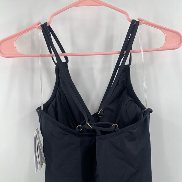 La Blanca Swimsuit SZ 4 Island Goddess Ruched Black One Piece Wired Padding NWT - Picture 9 of 16